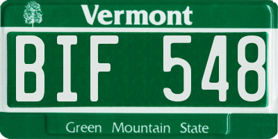 VT license plate BIF548