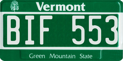 VT license plate BIF553