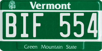 VT license plate BIF554