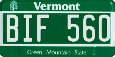 VT license plate BIF560
