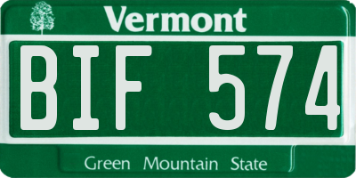 VT license plate BIF574