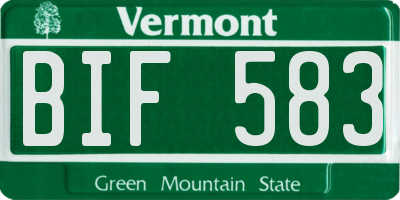 VT license plate BIF583