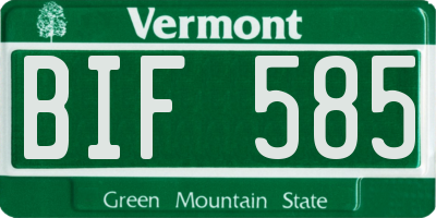 VT license plate BIF585