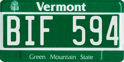 VT license plate BIF594