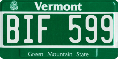 VT license plate BIF599