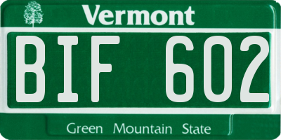 VT license plate BIF602
