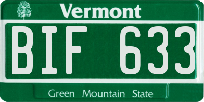VT license plate BIF633