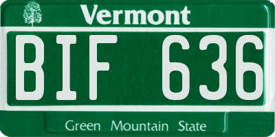 VT license plate BIF636