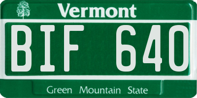 VT license plate BIF640