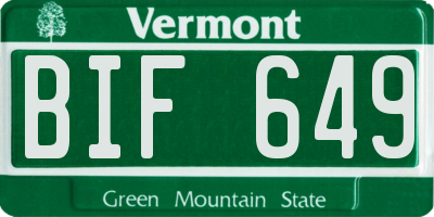 VT license plate BIF649