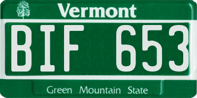 VT license plate BIF653