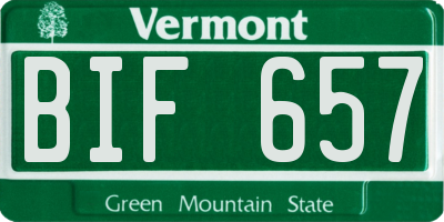 VT license plate BIF657