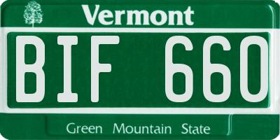 VT license plate BIF660