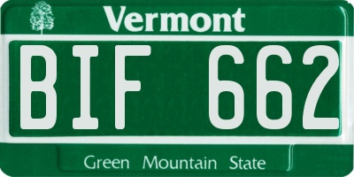 VT license plate BIF662