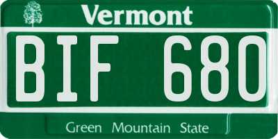 VT license plate BIF680