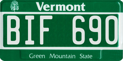 VT license plate BIF690