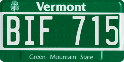 VT license plate BIF715