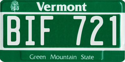 VT license plate BIF721
