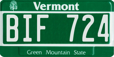 VT license plate BIF724
