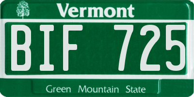 VT license plate BIF725