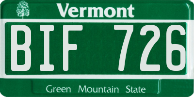 VT license plate BIF726