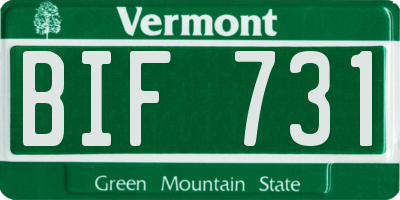 VT license plate BIF731