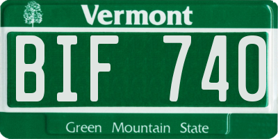 VT license plate BIF740