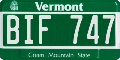 VT license plate BIF747
