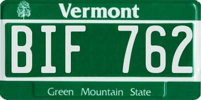 VT license plate BIF762