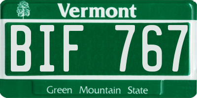 VT license plate BIF767