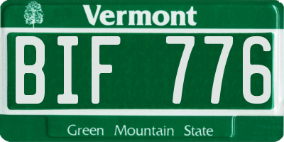 VT license plate BIF776