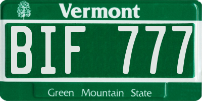 VT license plate BIF777