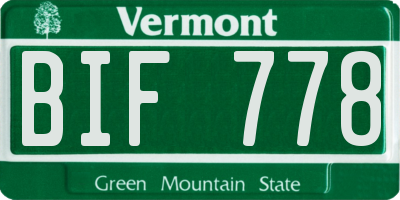 VT license plate BIF778