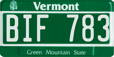 VT license plate BIF783