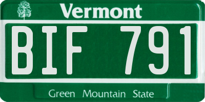 VT license plate BIF791