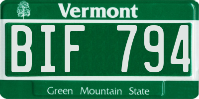 VT license plate BIF794