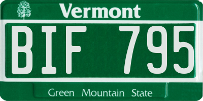 VT license plate BIF795