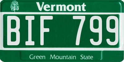 VT license plate BIF799
