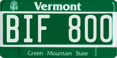 VT license plate BIF800