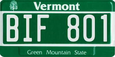 VT license plate BIF801
