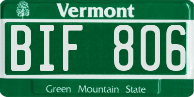 VT license plate BIF806