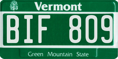 VT license plate BIF809