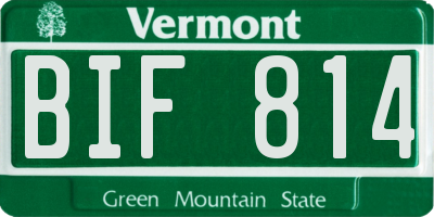 VT license plate BIF814