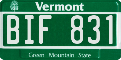 VT license plate BIF831