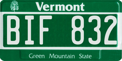 VT license plate BIF832