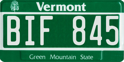 VT license plate BIF845