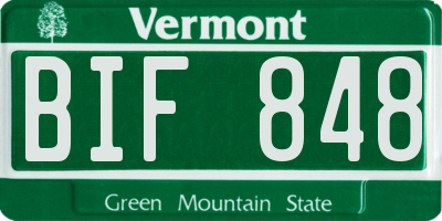 VT license plate BIF848