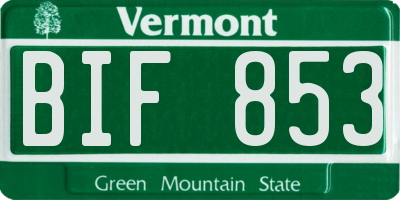 VT license plate BIF853