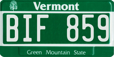 VT license plate BIF859