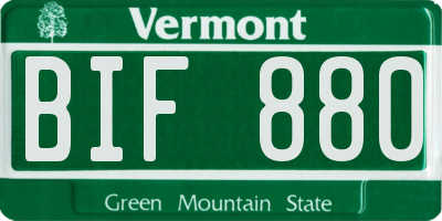 VT license plate BIF880